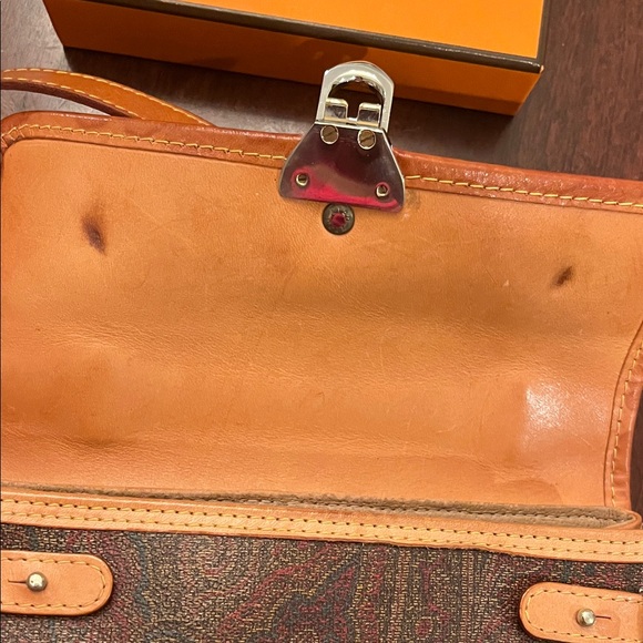 Etro Milano Tan Leather Paisley Crossbody Shoulder Bag - Picture 5 of 11